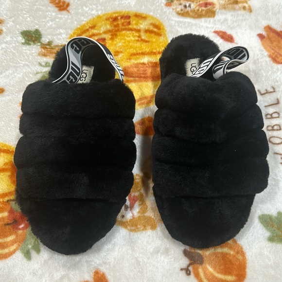 UGG Shoes - UGG fluff yeah slides / slippers with strap elastic strap.